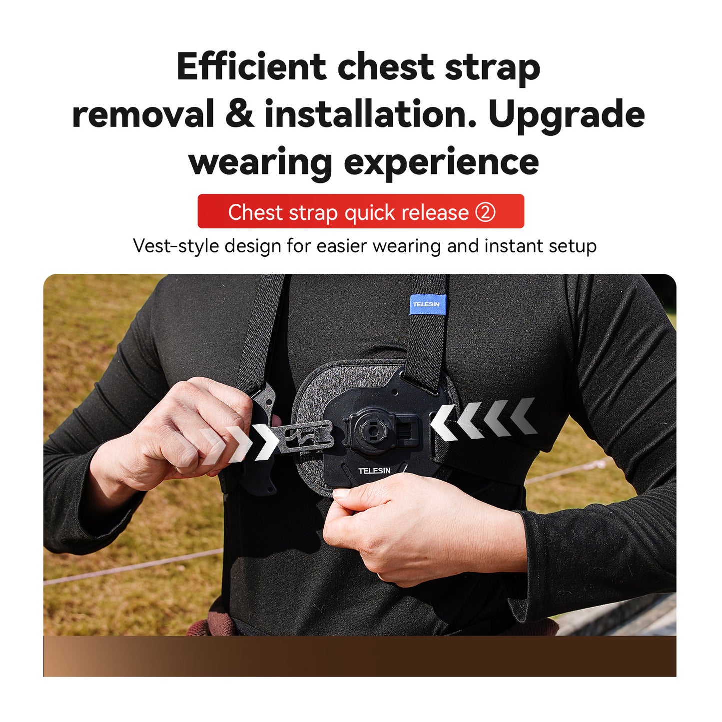 Telesin Quick Release Chest Mount voor GoPro, Osmo Action & Insta360 - GoPro Mounts