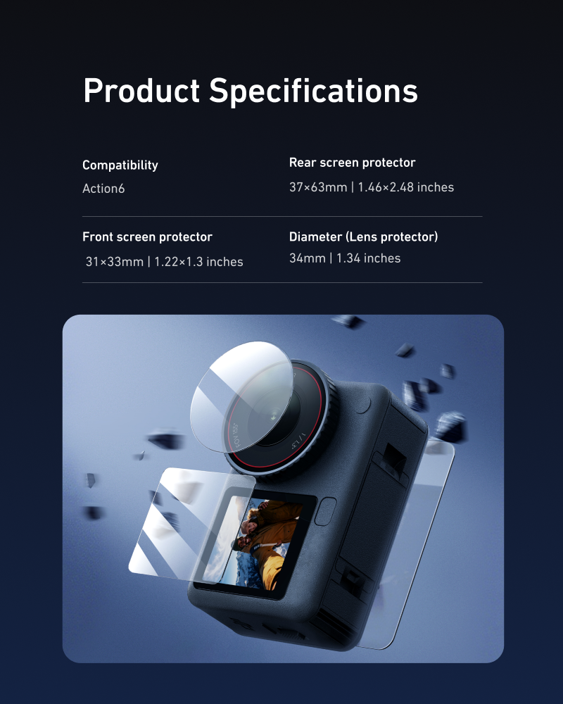 Telesin Displayschutzfolien-Set für DJI Osmo Action 6