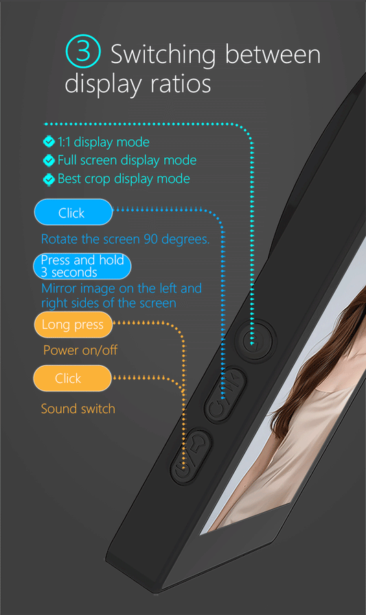 MOJOGEAR VS4 Touchscreen Selfie Vlog Monitor - Wit -