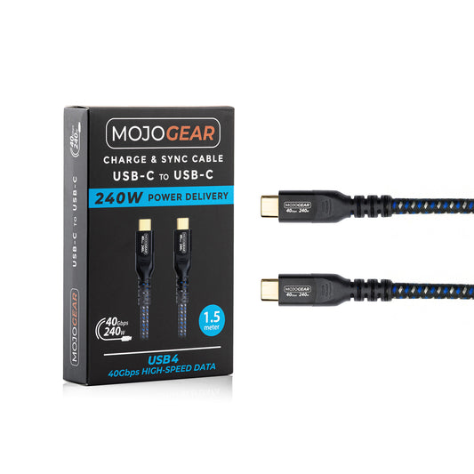 MOJOGEAR USB-C naar USB-C kabel 240W 40Gbps USB 4.0 - 1.5m - Telefoonkabels