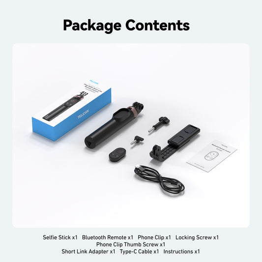 Telesin Vlog Selfie Stick voor GoPro, DJI en Smartphone - Met bluetooth remote - GoPro-accessoires