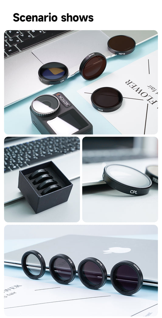 Telesin CPL+ND8/16/32 Lensfilterset (4-pack) voor Osmo Action 3/4 - Lenzen