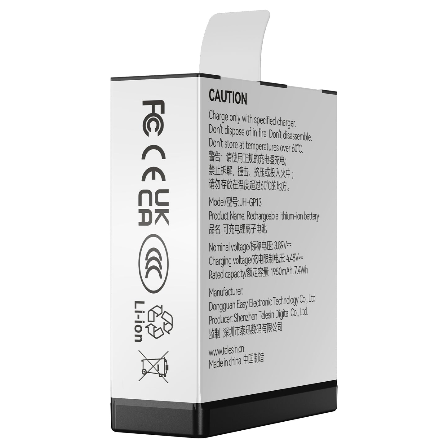 Telesin Pocket Triple Oplaadcase met 2 batterijen - voor GoPro 13 - GoPro Accu's en opladers