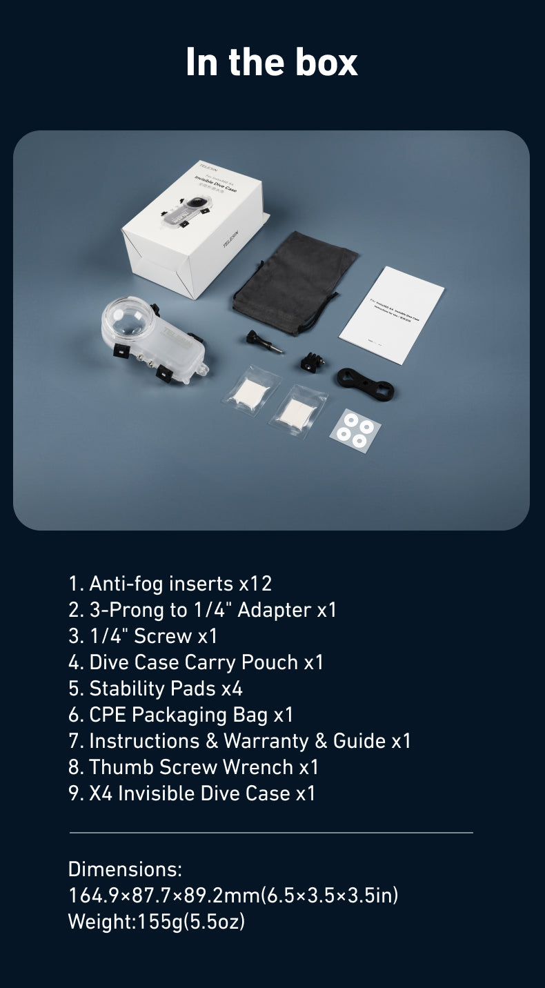 Telesin Unsichtbares Tauchgehäuse für Insta360 X4