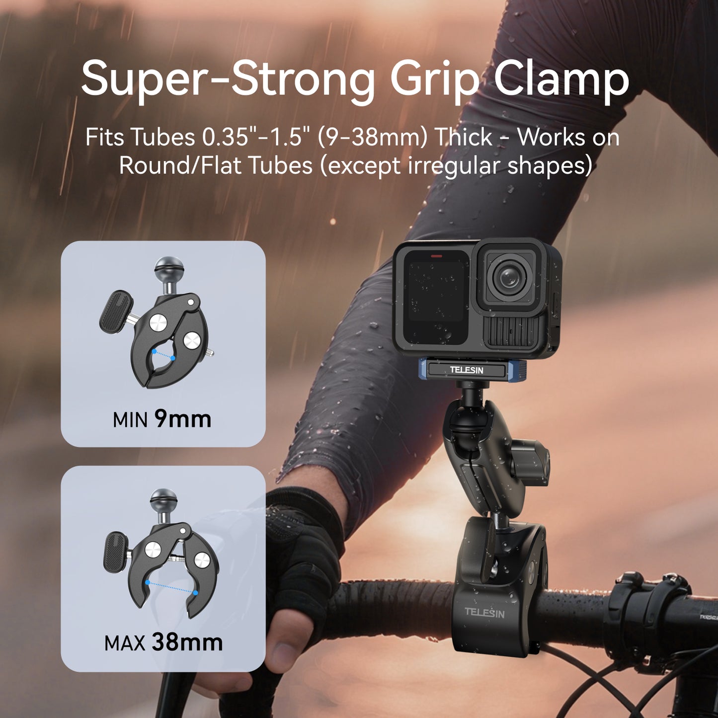 Telesin S3-HBM-13-TGP Tube Clamp für GoPro 13 - Grau