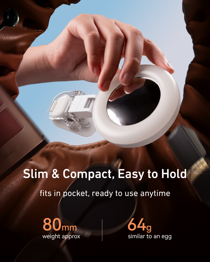 Telesin Mini Selfie Ringlamp met klem voor smartphone - wit - Videoverlichting