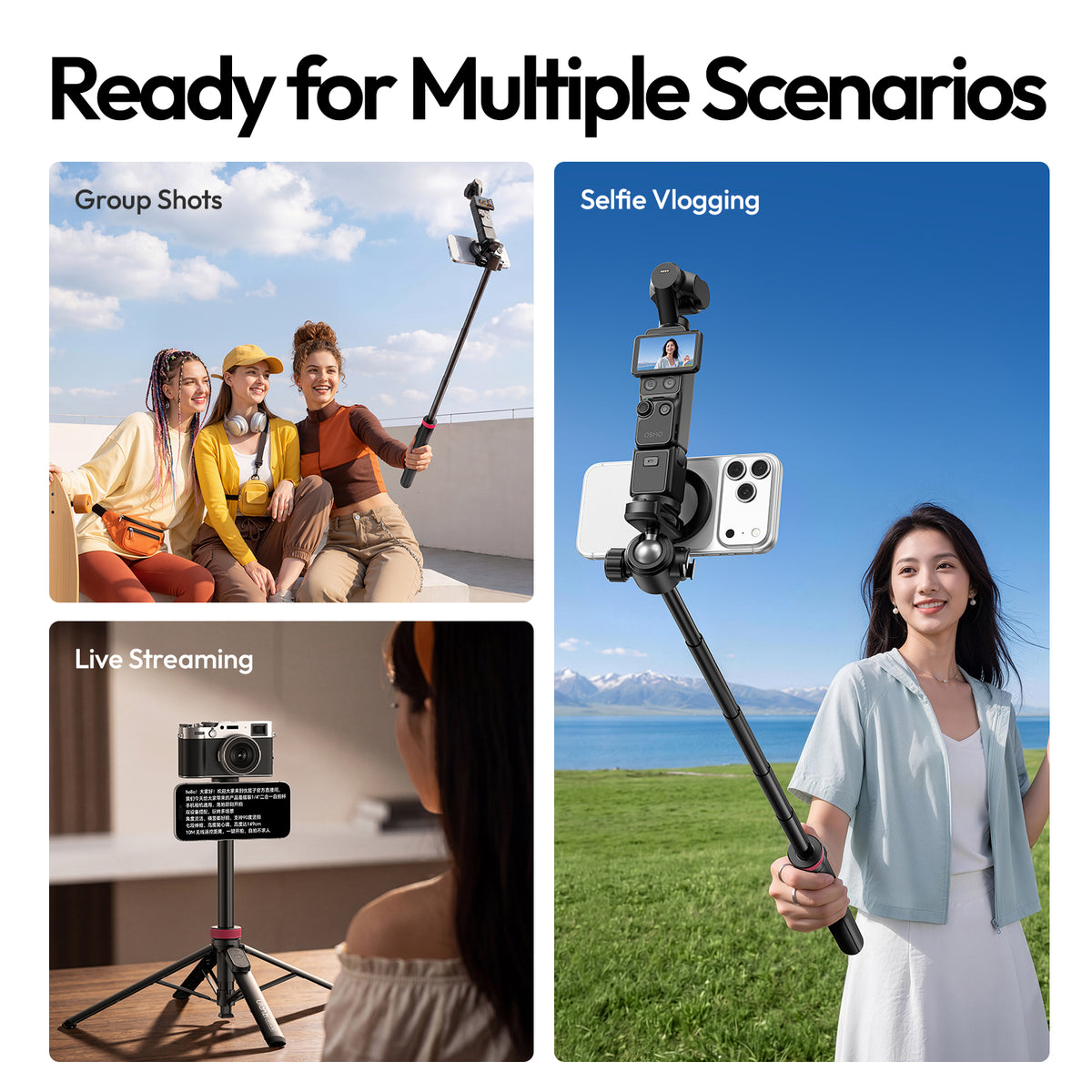 Ulanzi MT-44 M magnetische selfiestick statief met remote - Zwart - Selfiesticks