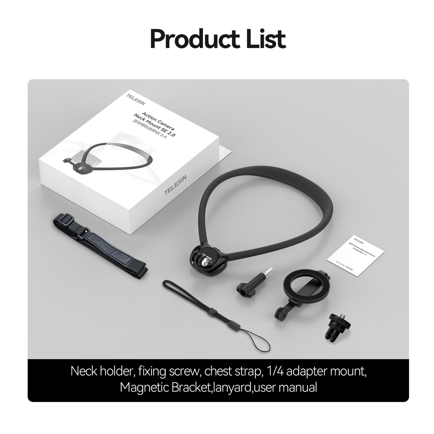 Telesin Nackenhalterung 360º Combo - GoPro & Smartphone - Schwarz