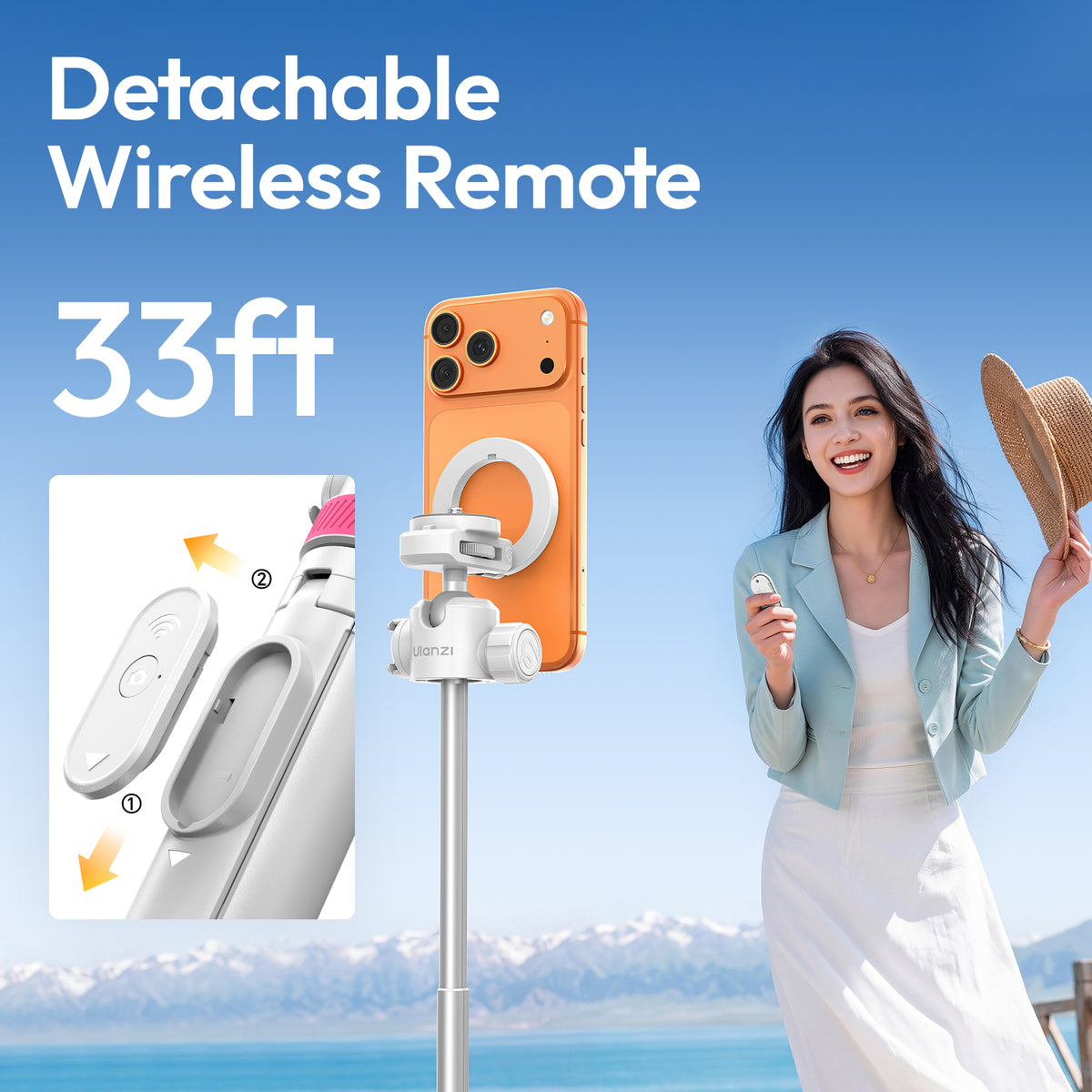 Ulanzi MT-44 M magnetische selfiestick statief met remote - Wit - Grote statieven