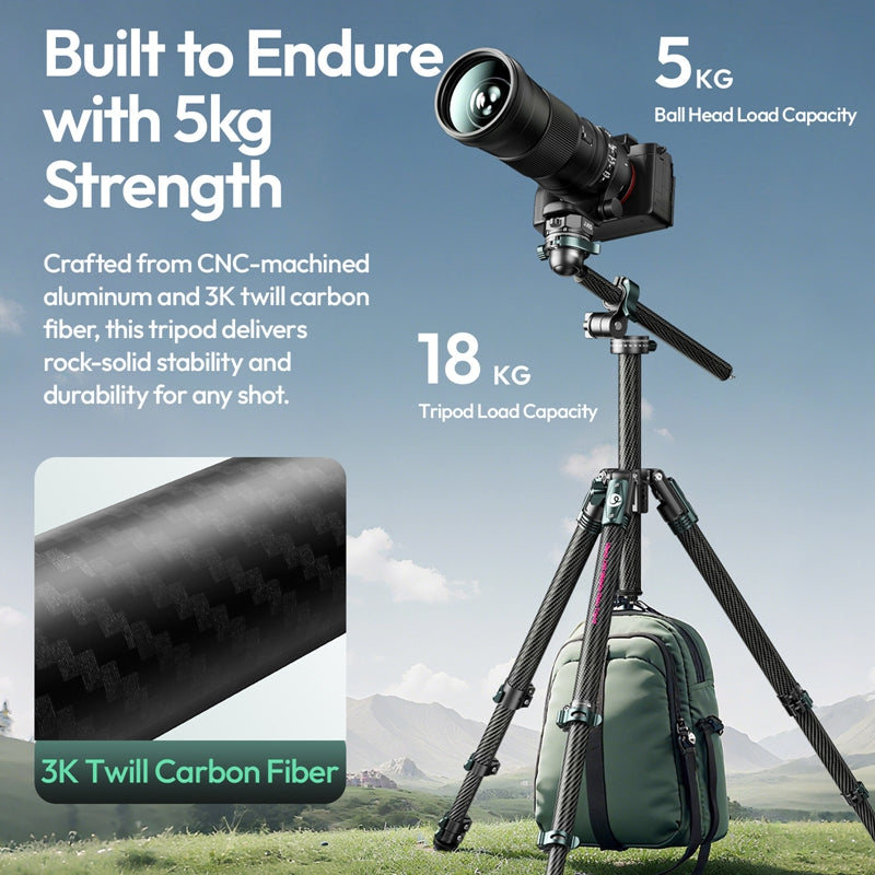 Ulanzi GlideGo JJ05 Carbon-Fotostativ mit neigbarem Arm