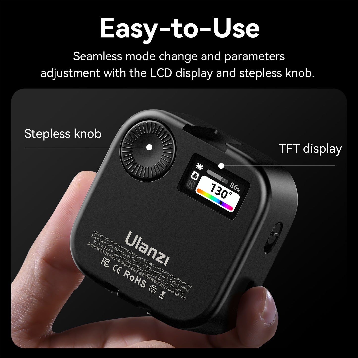 Ulanzi U60 RGB Videolamp - Cameralampen