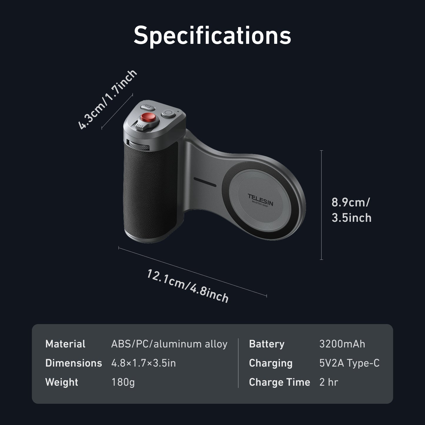 Telesin Master Grip V2 voor iPhone 17 Pro - Creator Combo met lamp en filter - Handgrips