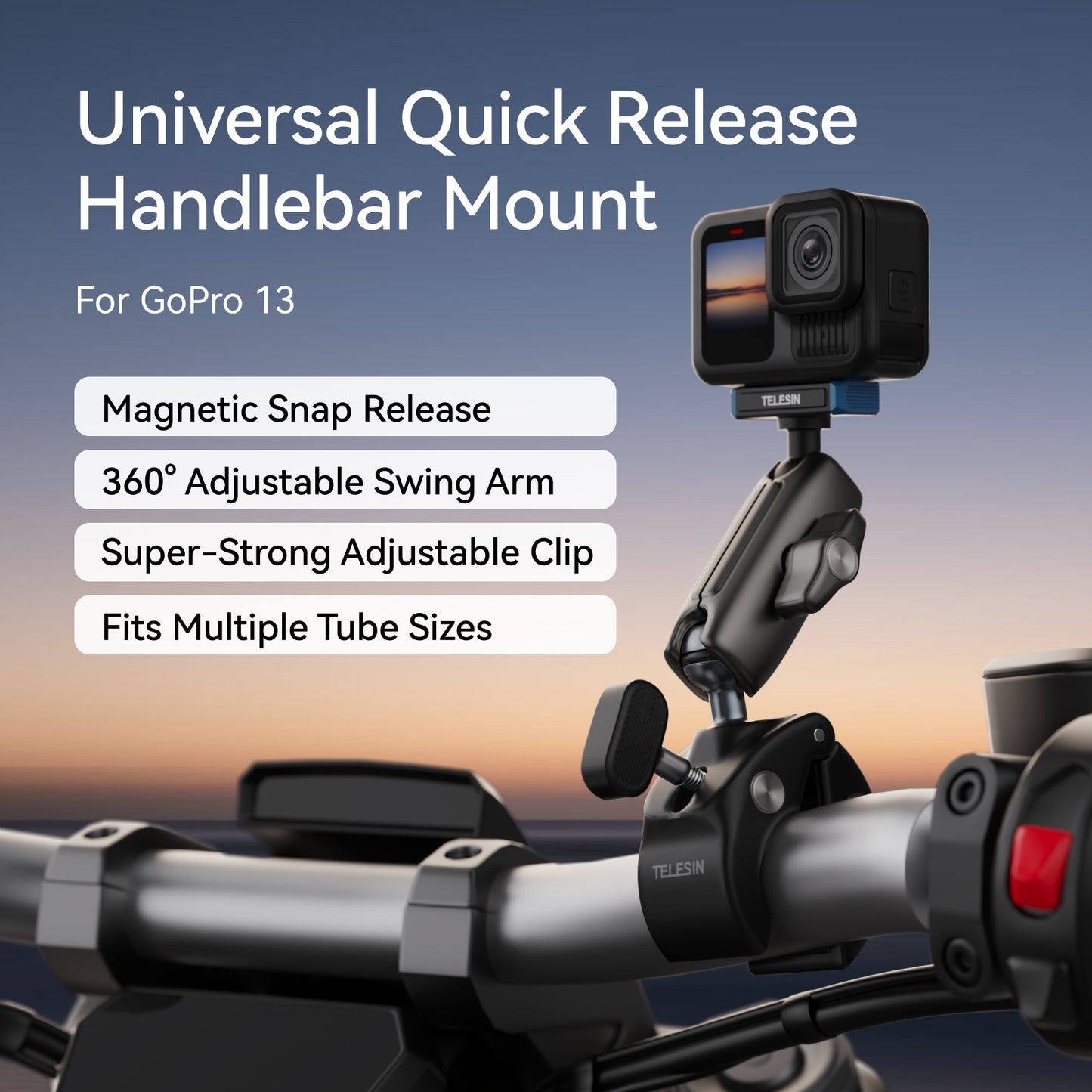 Telesin S3-HBM-13-TGP Tube Clamp für GoPro 13 - Grau