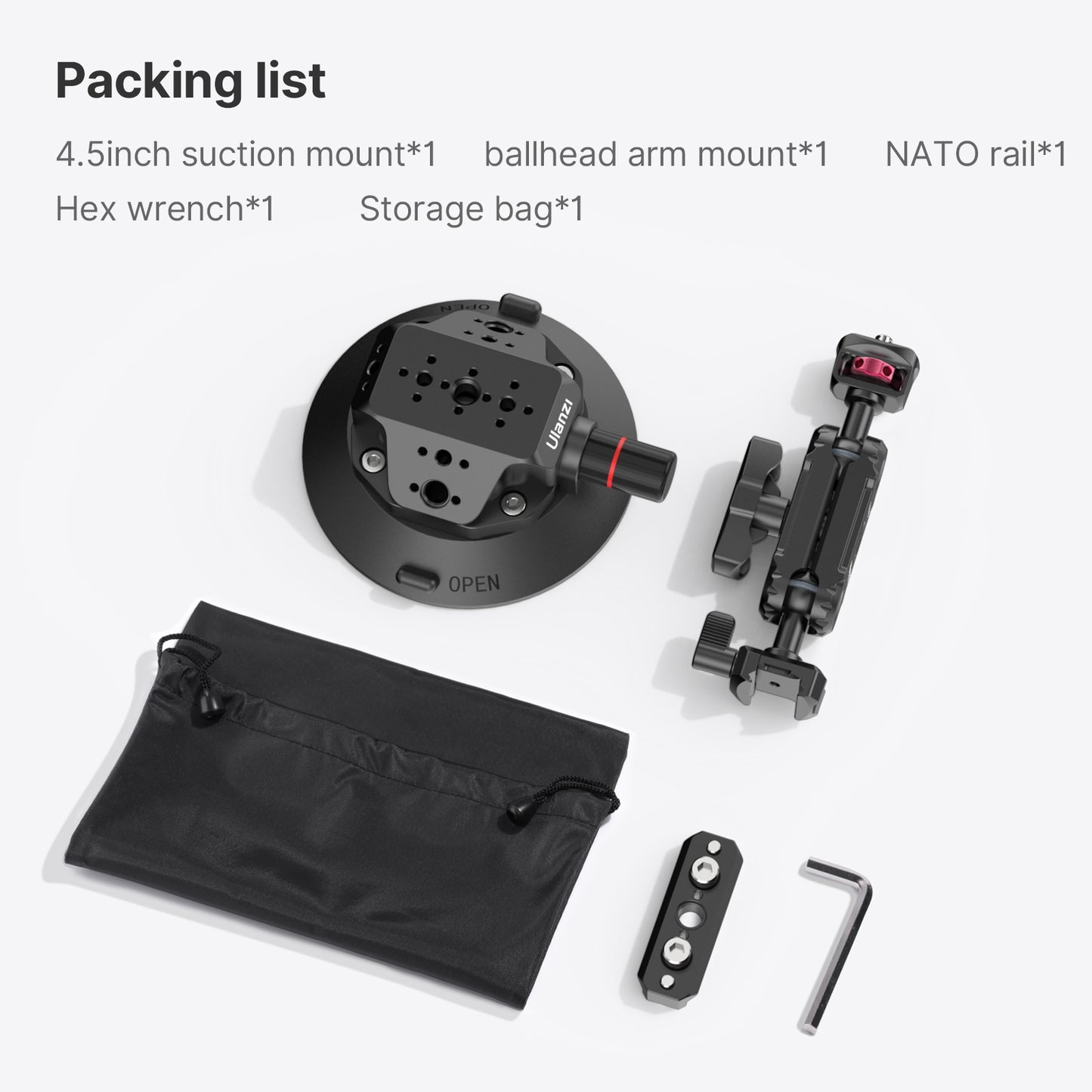 Ulanzi SC-02 Extra Starker 4,5 Zoll Saugnapf mit Magic Arm für Kamera - bis zu 3kg
