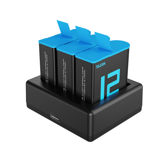 Telesin Triple Batterij Oplader voor GoPro 9, GoPro 10, GoPro 11 & GoPro 12 - GoPro Accu's en opladers