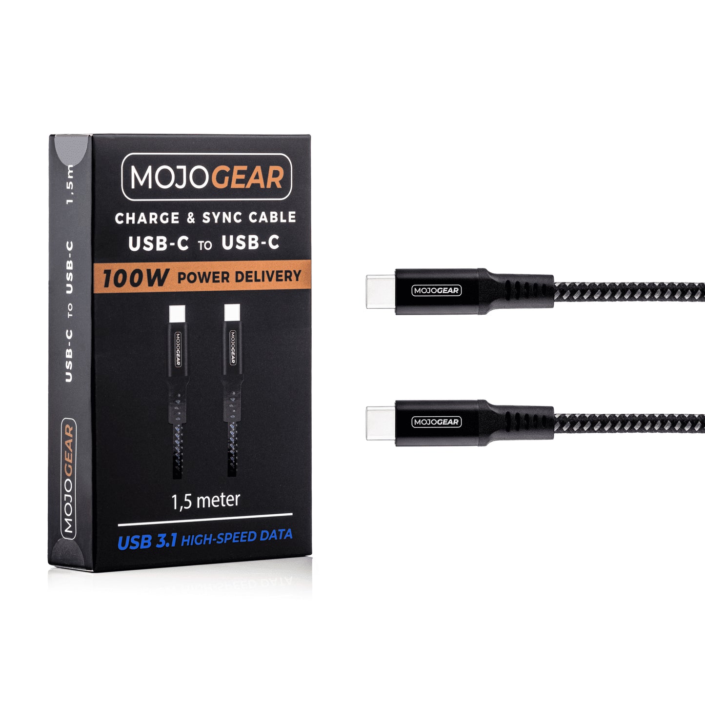 MOJOGEAR USB-C auf USB-C Kabel 100W USB 3.1 Extra Stark - 300cm