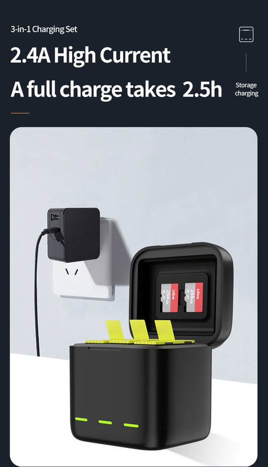 Telesin Oplaadbox met 3 batterijen voor GoPro 9/ 10 / 11 / 12 - GoPro Accu's en opladers