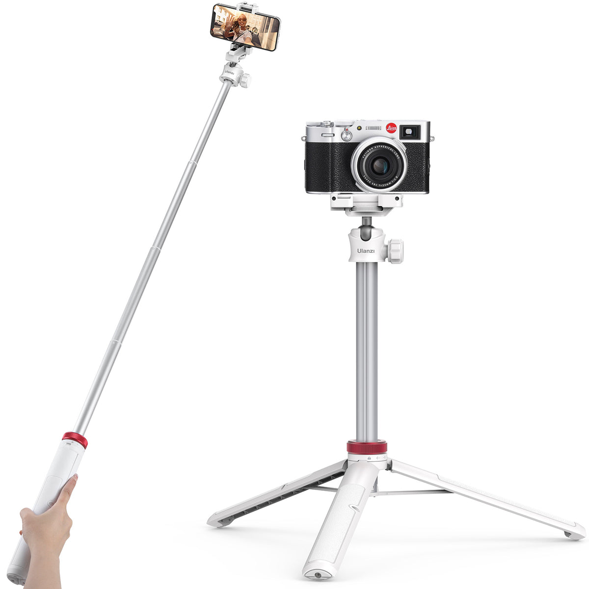 Ulanzi MT-44 Selfie-Stick-Stativ für Smartphone und Kamera – 146 cm – Weiß