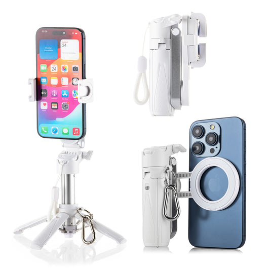 MOJOGEAR TS2 6-in-1 Mini Selfie-Stick Stativ & Griff für Handy Magnetisch - Weiß