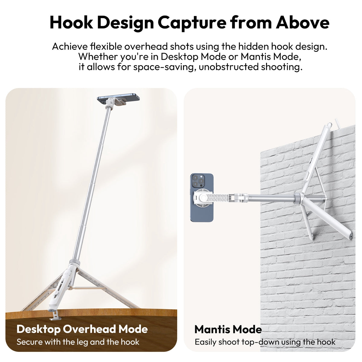 Ulanzi TT88 Overhead smartphone selfiestick - Wit - Selfiesticks