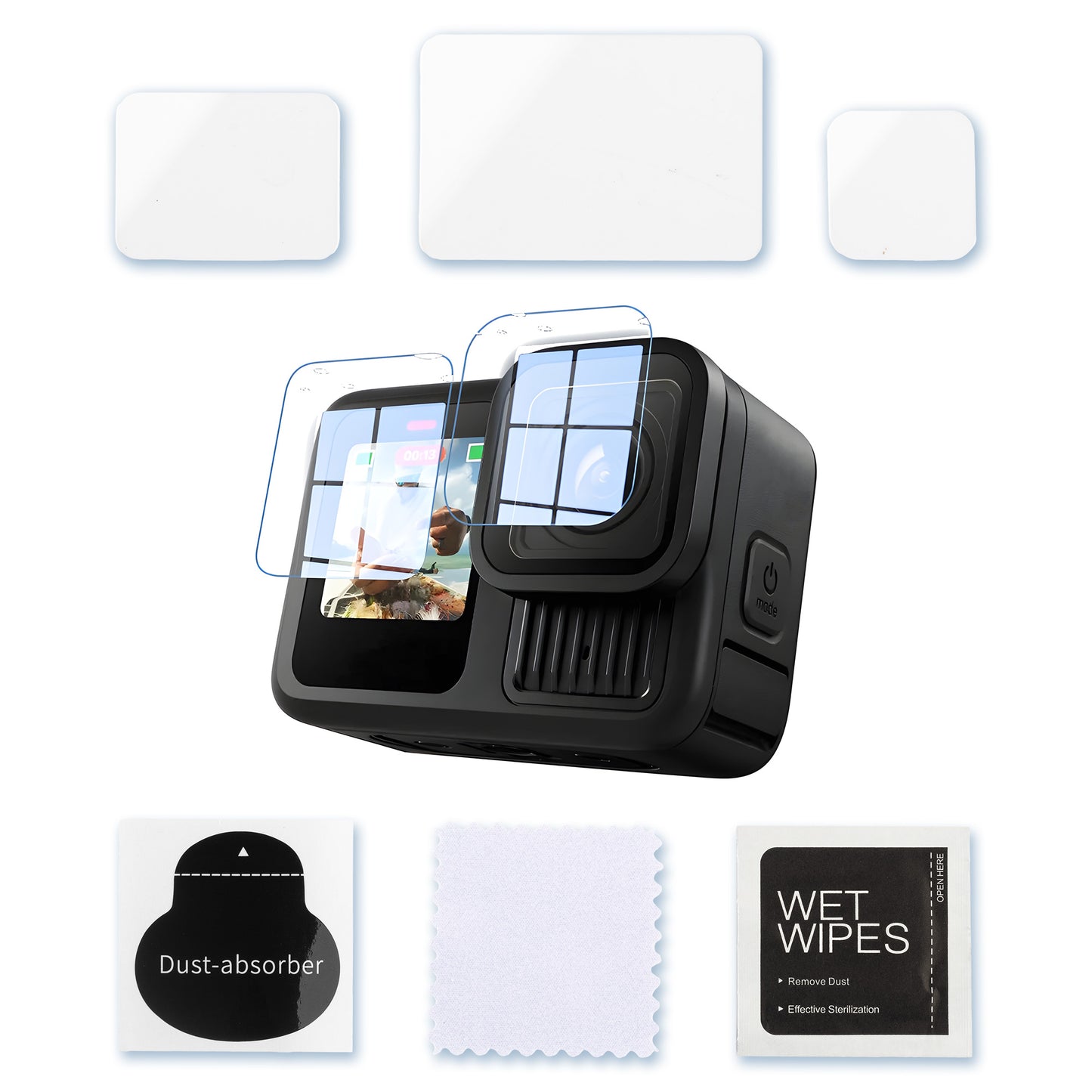 MOJOGEAR Screenprotector voor GoPro Hero 13 - Gehard Glas (complete set) - GoPro Screenprotectors