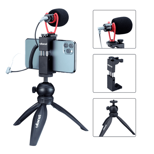 Ulanzi Smartphone vlog KIT: mini-statief, telefoonhouder & microfoon - Ministatieven