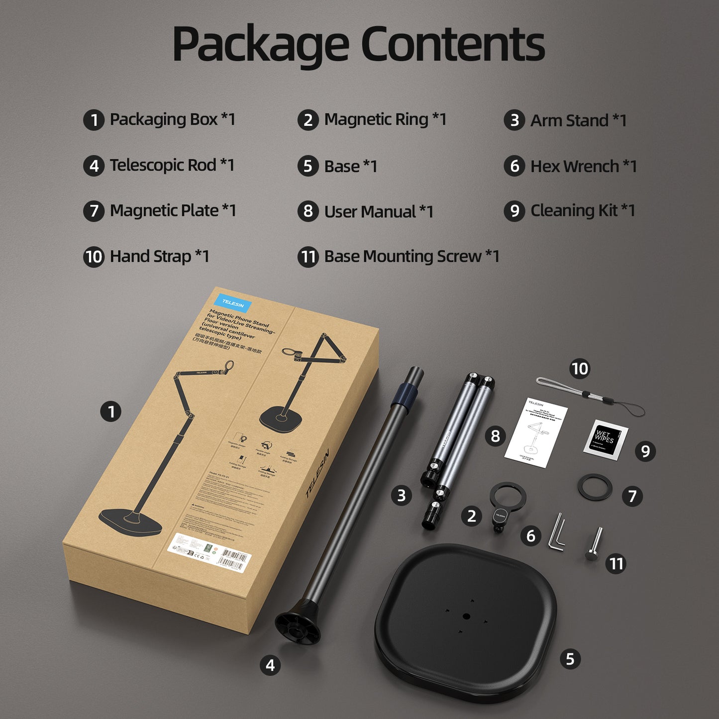 Telesin Live-Streaming Bodenstativ mit MagSafe