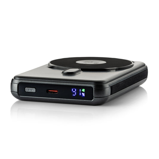 MOJOGEAR NovaMag All-in-1 Powerbank 10.000 mAh – Draadloos Qi2 & ingebouwde kabels – Grijs - Powerbanks