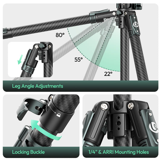 Ulanzi GlideGo JJ05 Photo Tripod met kantelbare arm - Carbon - Grote statieven