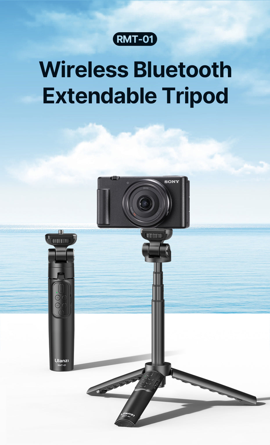 Ulanzi RMT-01 selfie stick statief met remote voor camera/smartphone - Selfiesticks