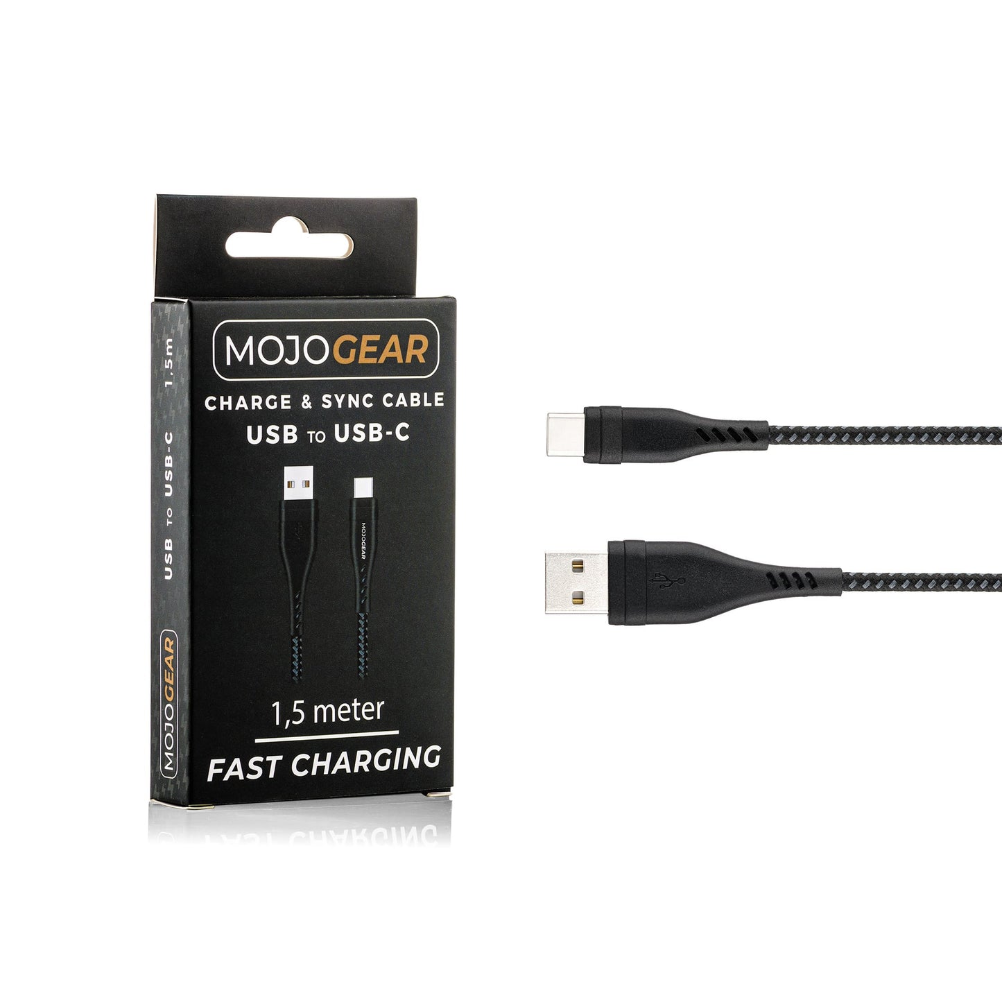 MOJOGEAR MINI EXTRA FAST 10.000 mAh powerbank met USB-C naar USB kabel Extra Sterk 1,5m - Powerbanks