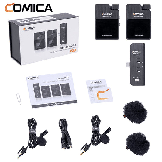 Comica BoomX-D UC2 draadloze microfoon-set met 2 zenders en USB-C-ontvanger - Obsolete