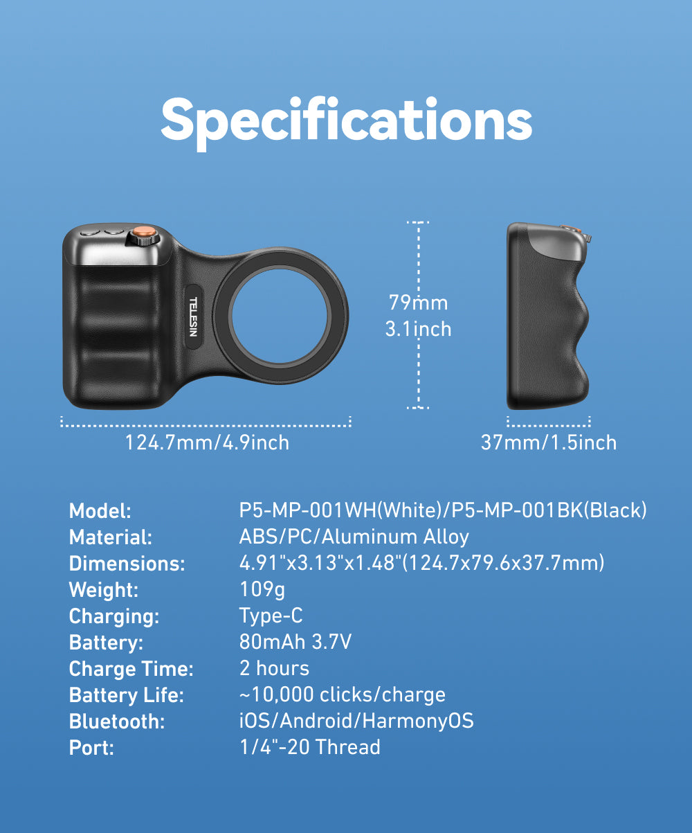 Telesin Fun Shot Magnetgriff 2 - Schwarz