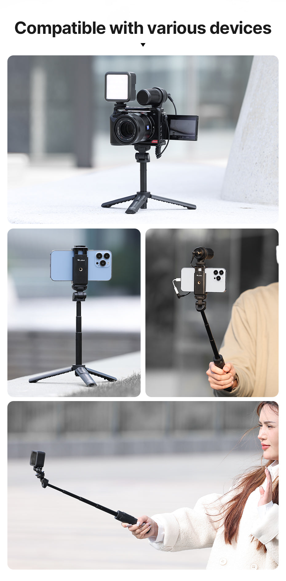 Ulanzi RMT-01 selfie stick statief met remote voor camera/smartphone - Selfiesticks