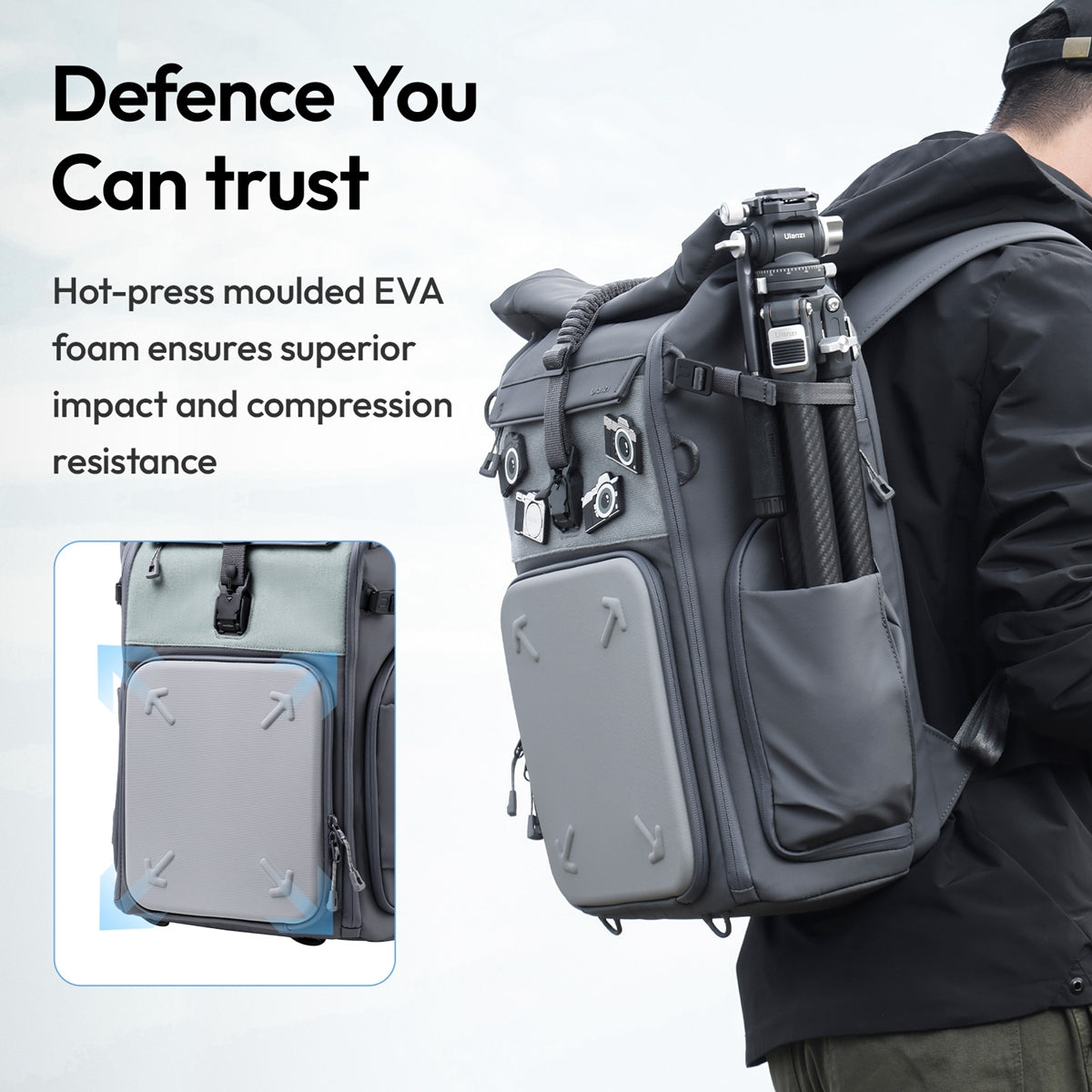 Ulanzi BP04 Hard Shell Rugzak 25 liter met Find My Tracker - Cameratassen