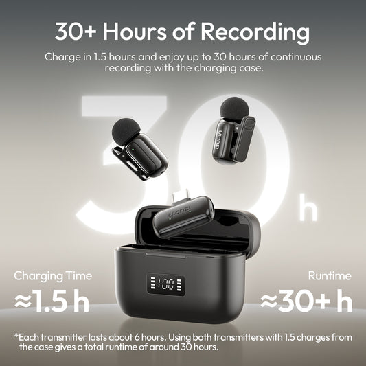 Ulanzi A200 Mini Mic draadloze microfoon USB-C - Zwart - Draadloze microfoons