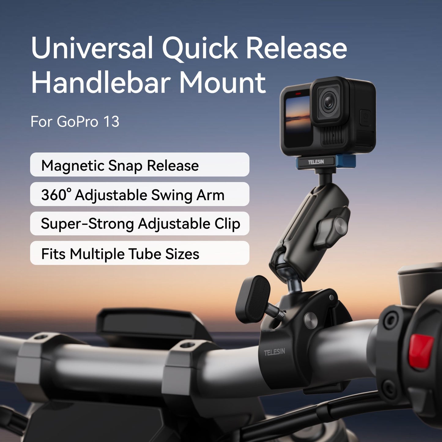 Telesin S3-HBM-13-TGP Tube Clamp für GoPro 13 - Grau