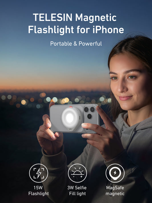 Telesin magnetische flitser & ringlamp voor smartphone met MagSafe - Wit - Ringlampen