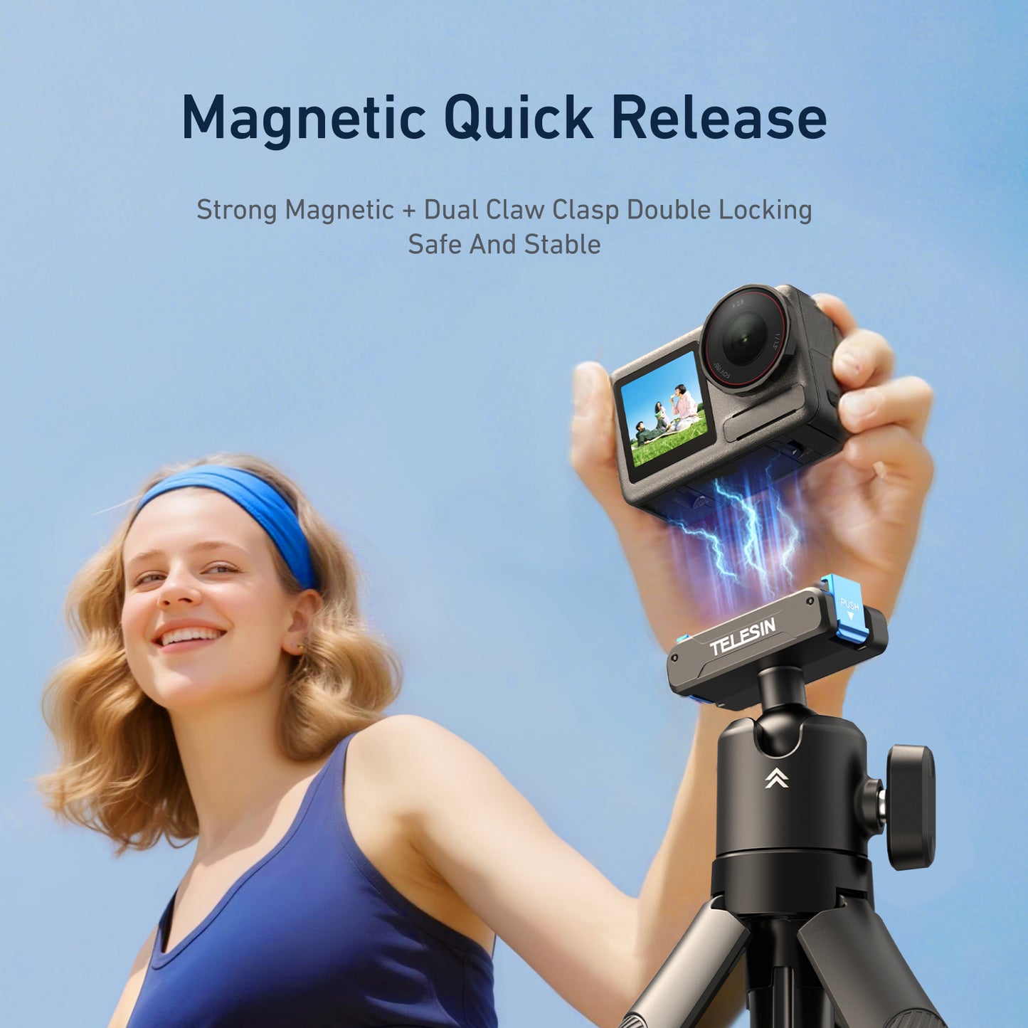 Telesin Quick-release Selfiestick für DJI Osmo Action & 360 - Schwarz