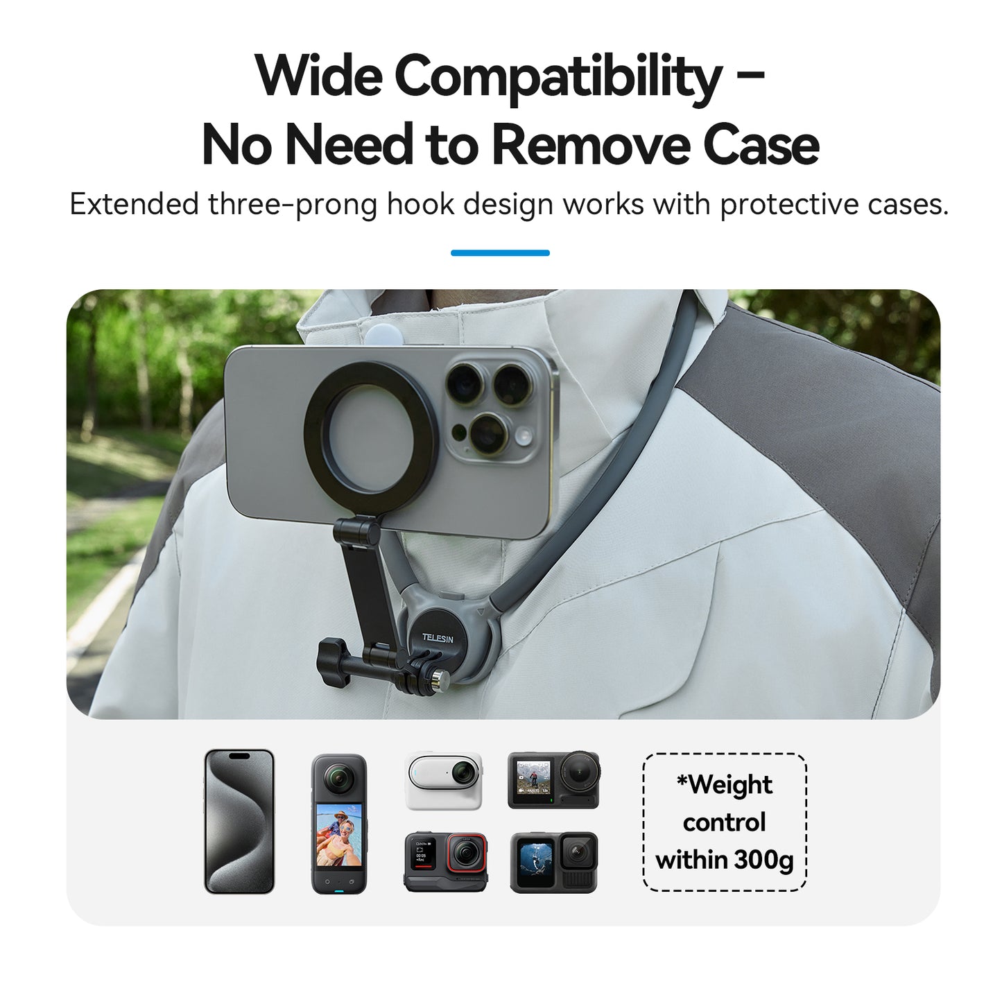 Telesin Nackenhalterung 360º Combo - GoPro & Smartphone - Schwarz