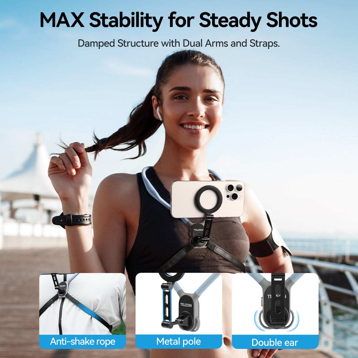 Telesin MagSafe Smartphone neck mount extra groot - Sky Blue - Telefoonhouders