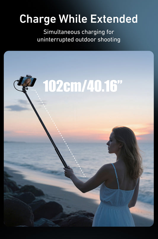 Telesin Power Selfie Stick met ingebouwde powerbank - 102cm - Selfiesticks