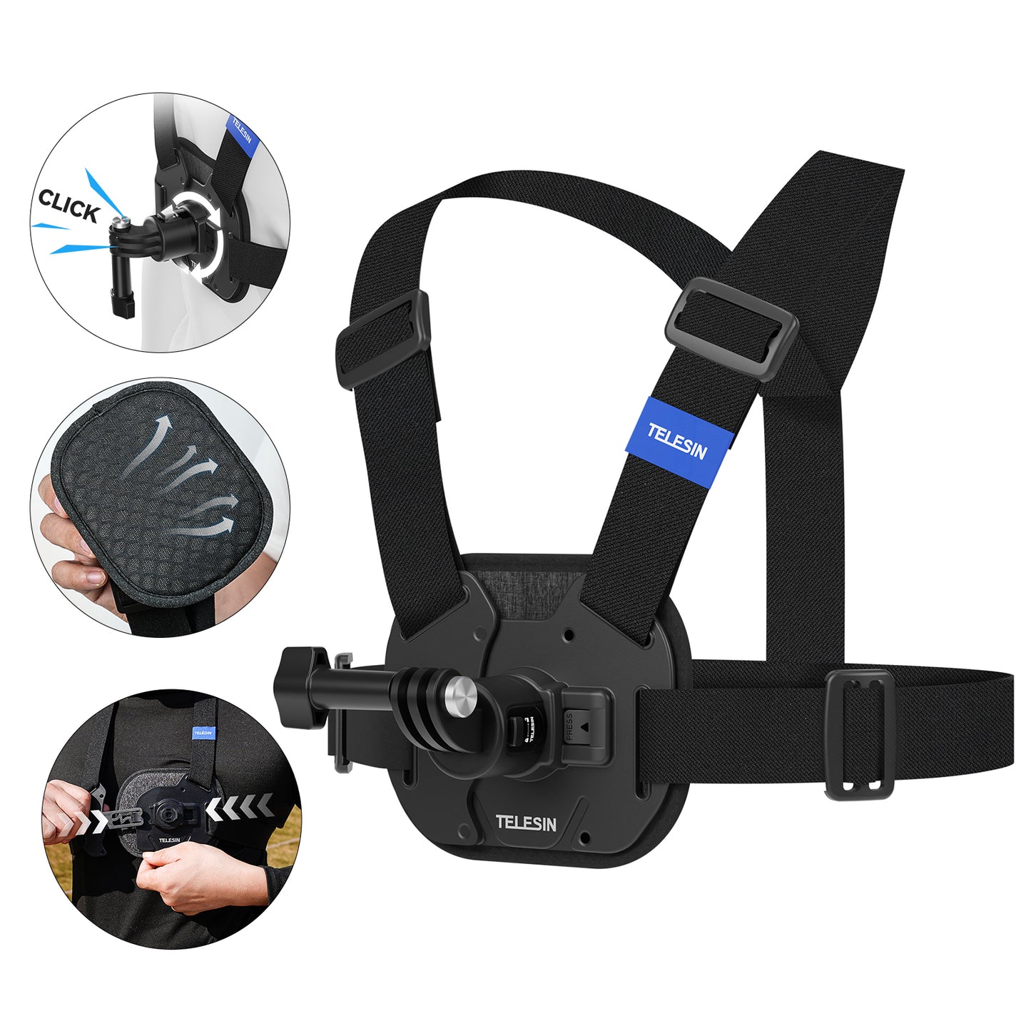 Telesin Quick Release Chest Mount voor GoPro, Osmo Action & Insta360 - GoPro Mounts