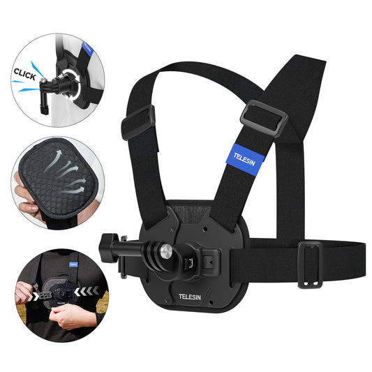 Telesin Quick Release Chest Mount voor GoPro, Osmo Action & Insta360 - GoPro Mounts