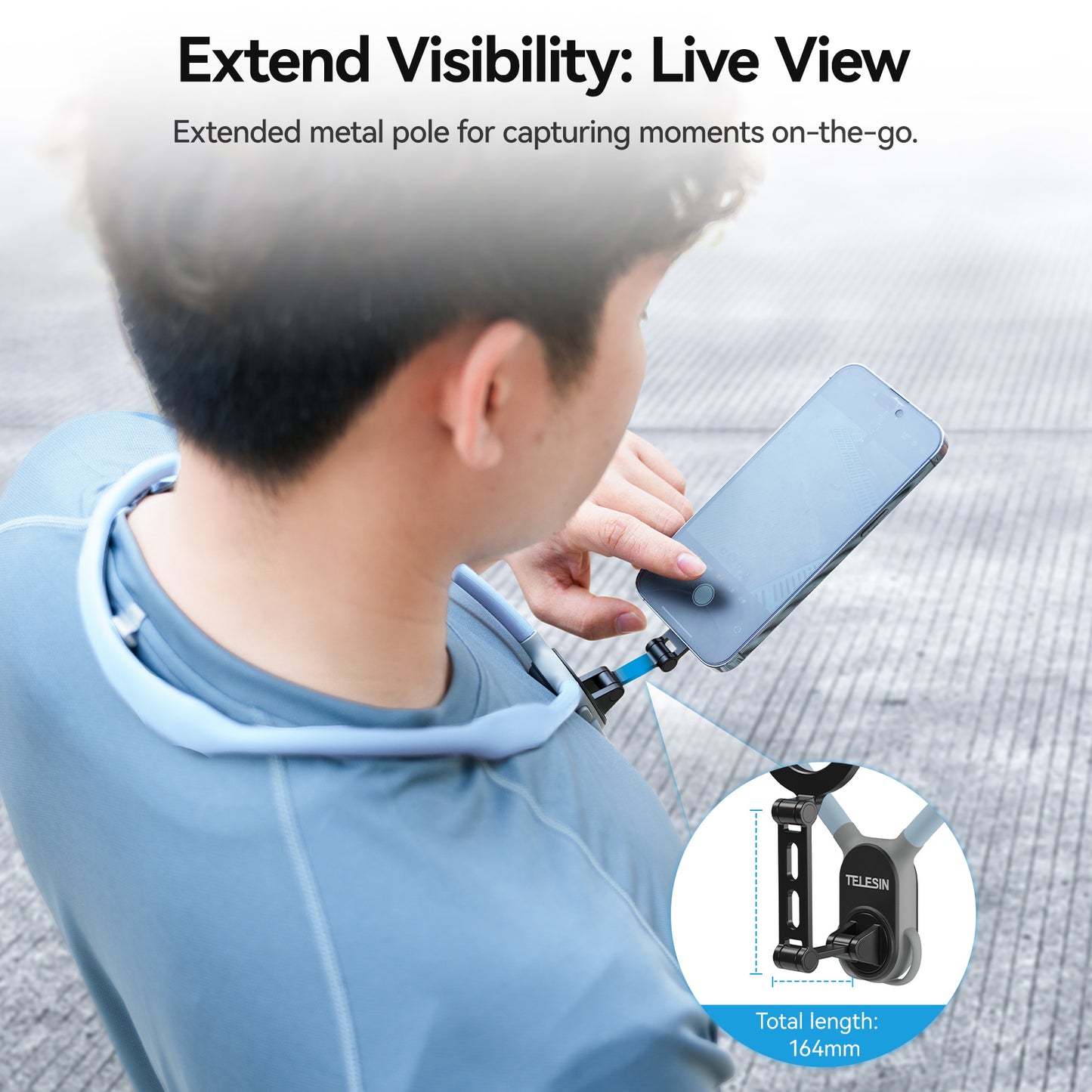 Telesin MagSafe Smartphone neck mount extra groot - Sky Blue - Telefoonhouders