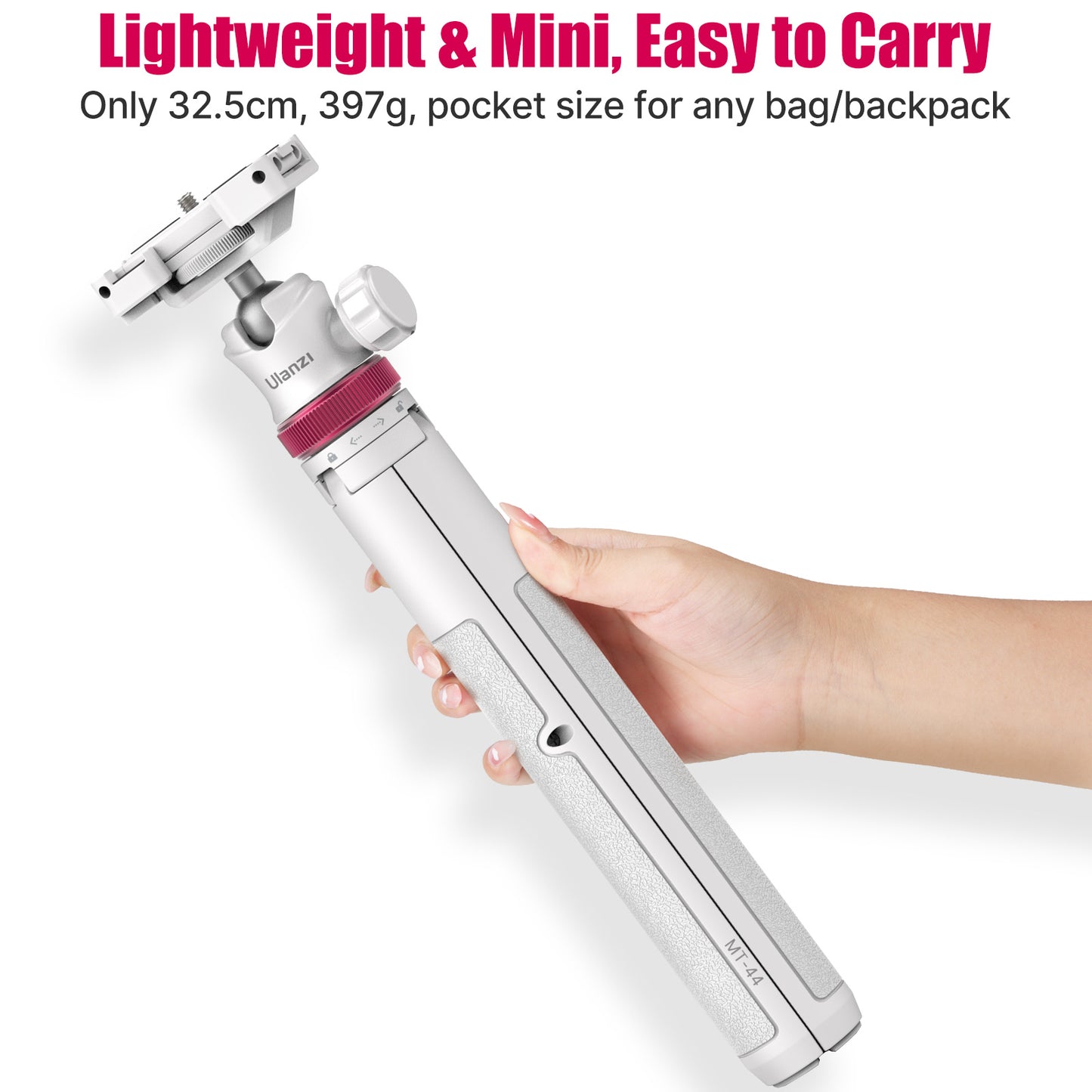 Ulanzi MT-44 Selfie-Stick-Stativ für Smartphone und Kamera – 146 cm – Weiß
