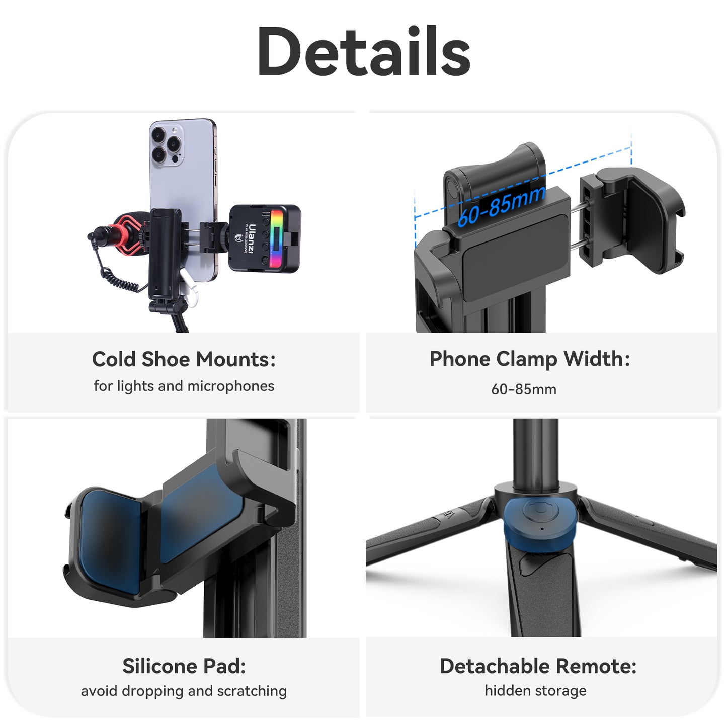 Ulanzi JJ02 Pocket Selfie Stick Stativ mit Bluetooth-Fernbedienung