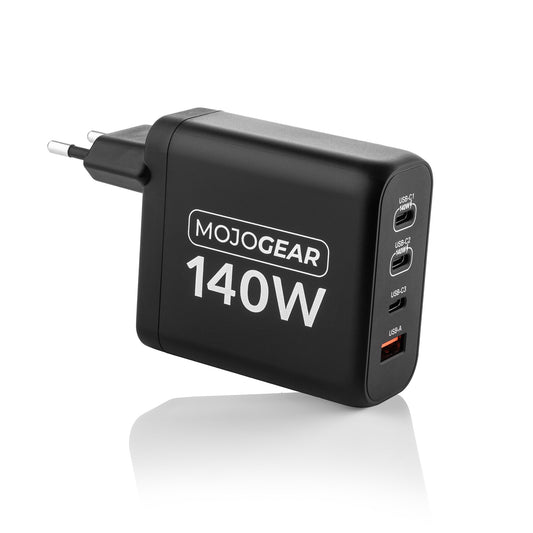 MOJOGEAR CHARGE+ 140 Watt oplader met USB naar USB-C kabel 3 meter - Opladers
