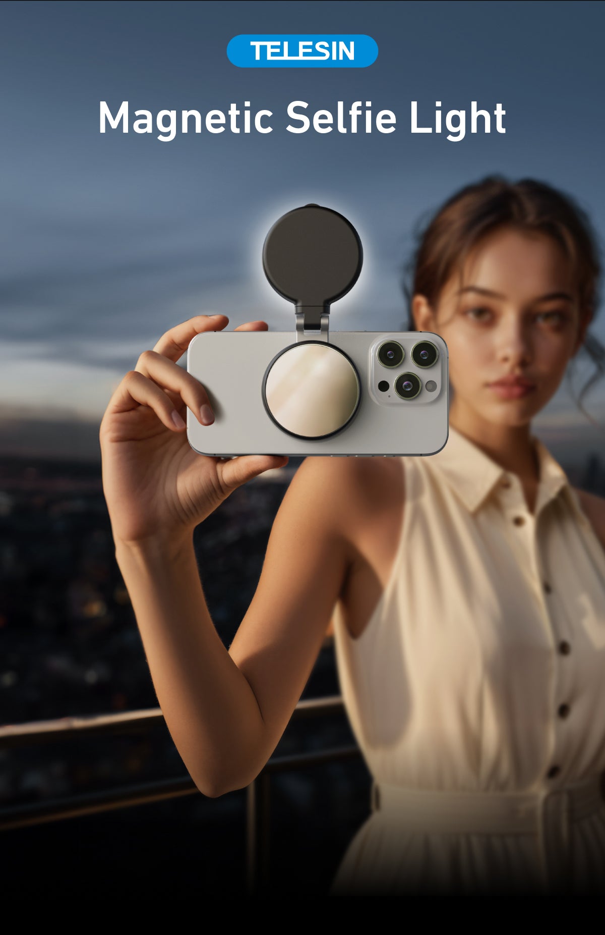 Telesin C03 drehbares MagSafe Selfie-Licht + Spiegel - Schwarz