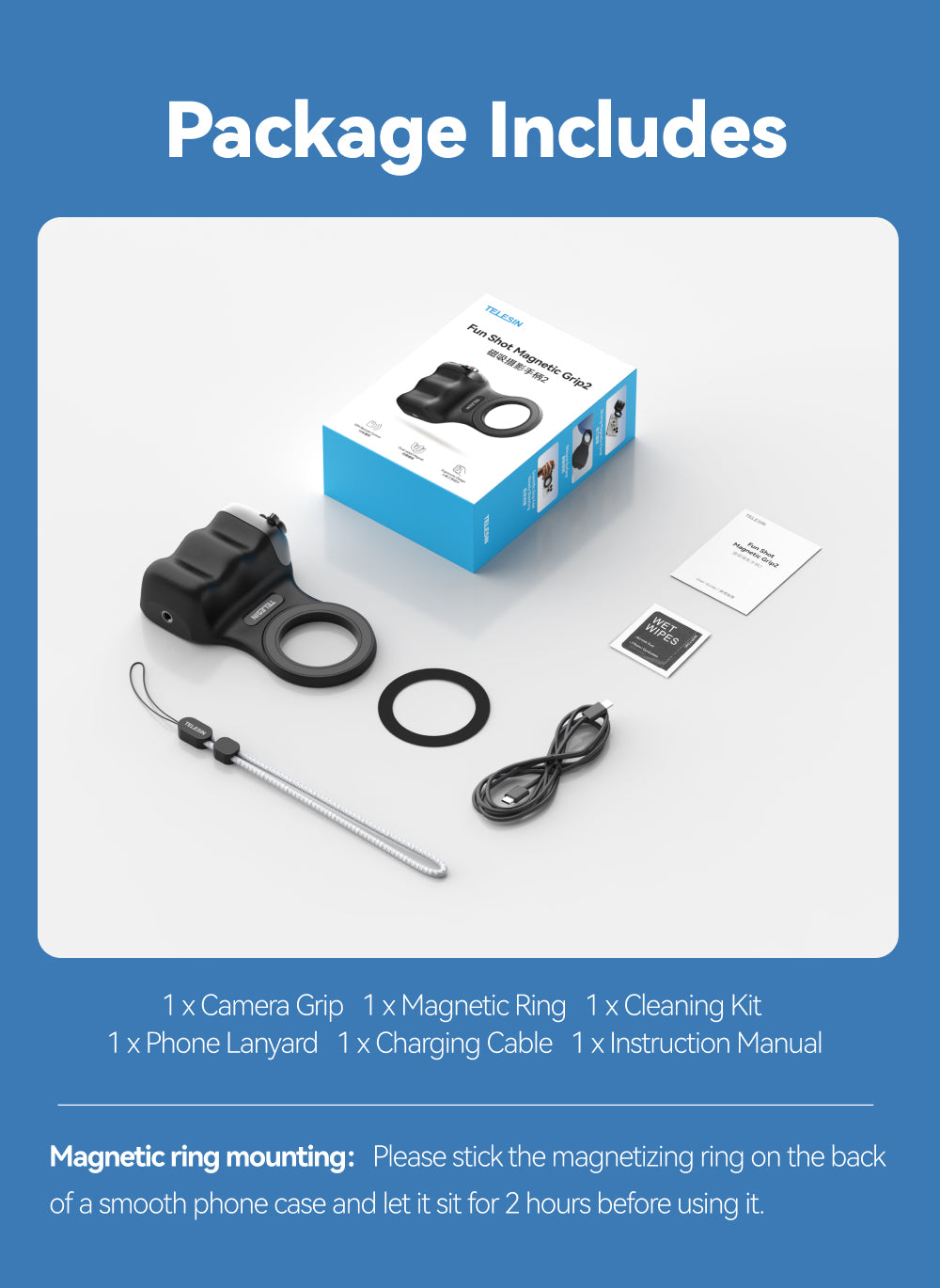 Telesin Fun Shot Magnetgriff 2 - Schwarz